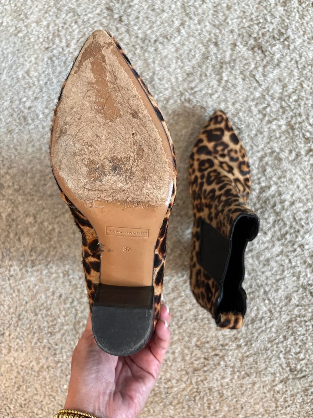 Marc Jacobs Leopard Print Pointed Chelsea Booties - Brown/Black